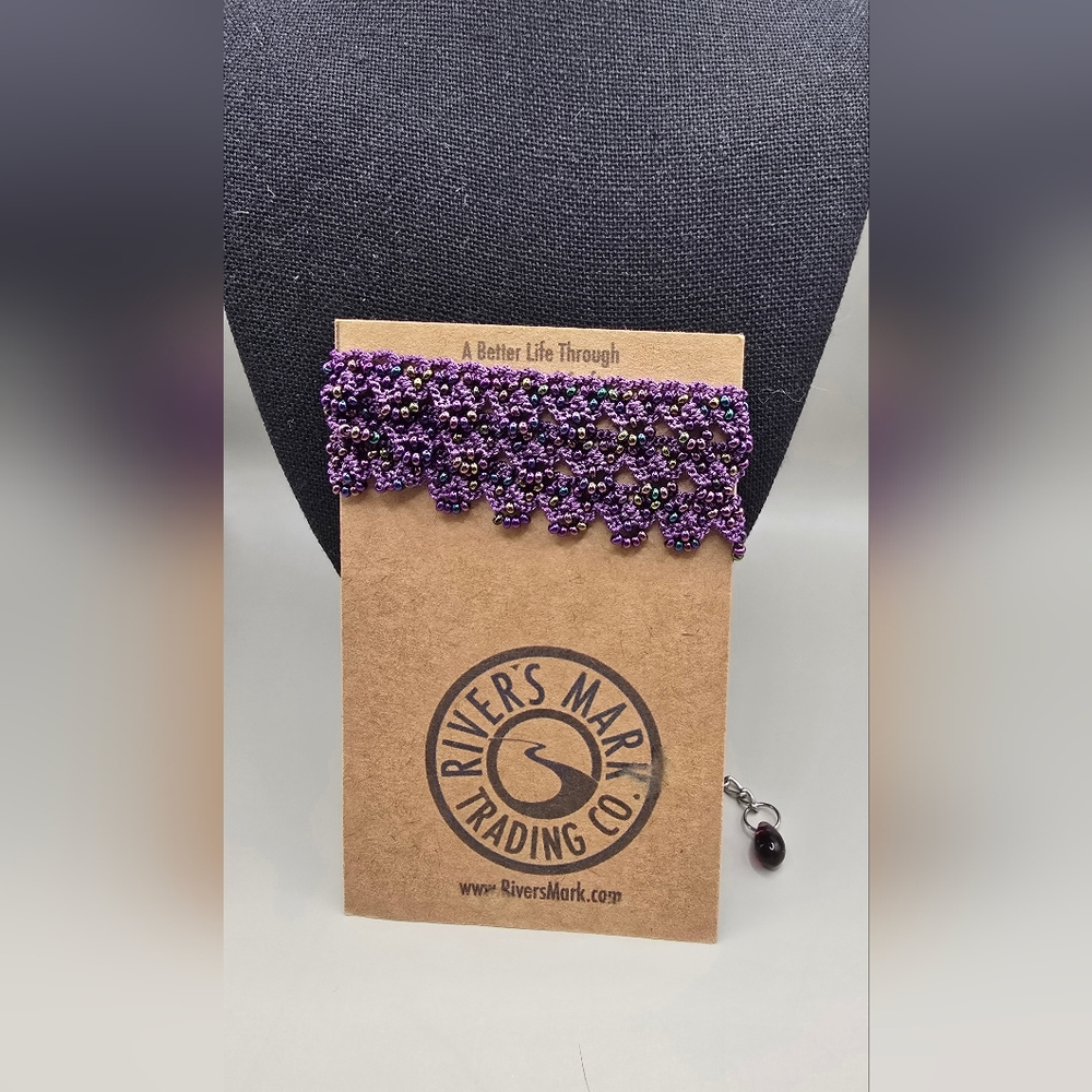 Necklace Purple Beaded Necklace